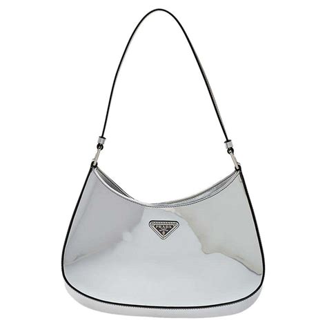 metallic silver prada bag|prada adjustable shoulder.